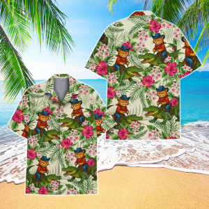 Funny Cowboy Cat Hawaiian Shirt for Men Women, Alligator Rider Tropical Aloha Shirt, Summer Beach Shirt Button Down, Cat Lovers Gift