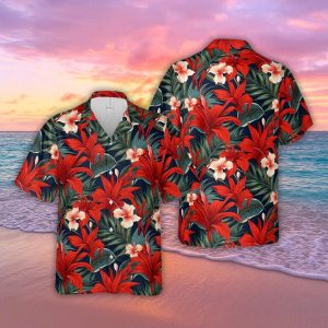 Red Hibiscus Tropical Floral Hawaiian Shirt, Aloha Shirt for Men Women, Flower Nature Lovers Gift