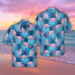 Flamingo Hawaiian Shirt, Bird Button Shirt, Summer Vacation Beach Set, Gift for Flamingo Lovers